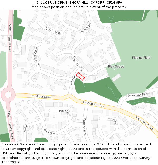 2, LUCERNE DRIVE, THORNHILL, CARDIFF, CF14 9FA: Location map and indicative extent of plot