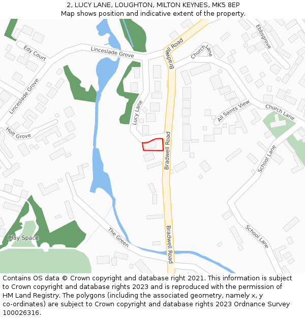 2, LUCY LANE, LOUGHTON, MILTON KEYNES, MK5 8EP: Location map and indicative extent of plot