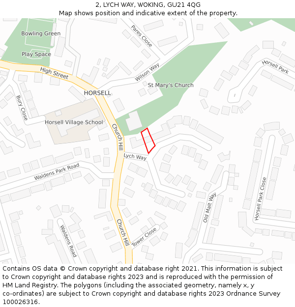 2, LYCH WAY, WOKING, GU21 4QG: Location map and indicative extent of plot