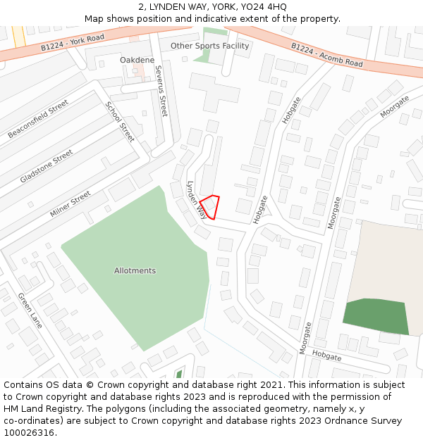2, LYNDEN WAY, YORK, YO24 4HQ: Location map and indicative extent of plot