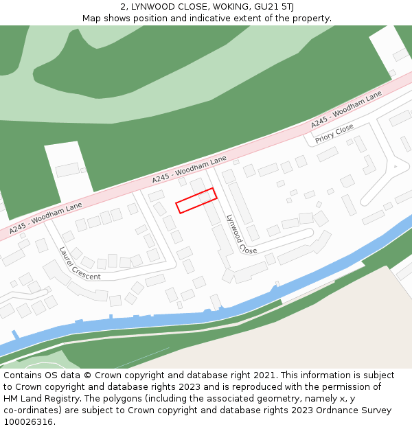 2, LYNWOOD CLOSE, WOKING, GU21 5TJ: Location map and indicative extent of plot