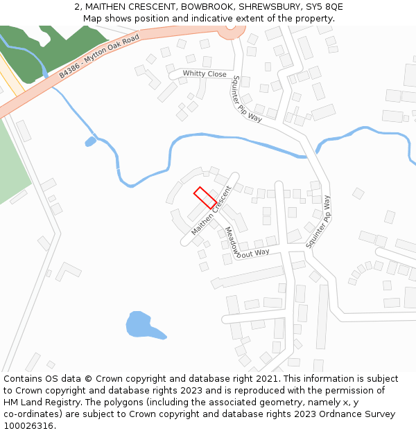 2, MAITHEN CRESCENT, BOWBROOK, SHREWSBURY, SY5 8QE: Location map and indicative extent of plot