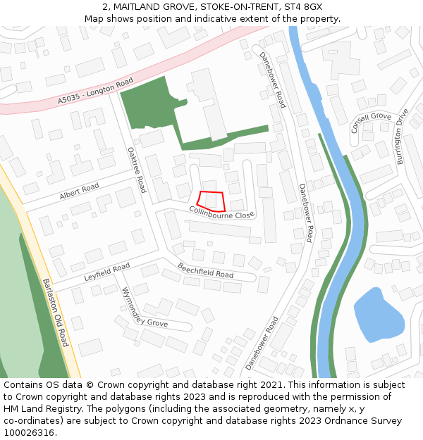 2, MAITLAND GROVE, STOKE-ON-TRENT, ST4 8GX: Location map and indicative extent of plot