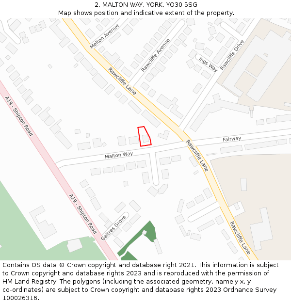 2, MALTON WAY, YORK, YO30 5SG: Location map and indicative extent of plot