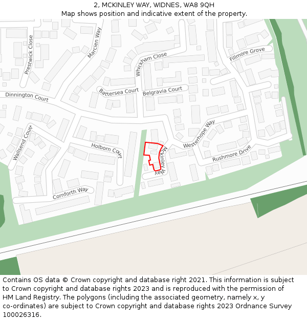 2, MCKINLEY WAY, WIDNES, WA8 9QH: Location map and indicative extent of plot