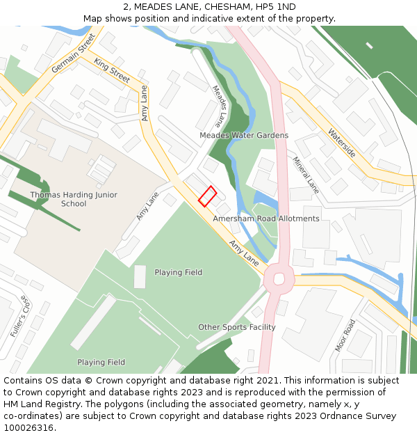 2, MEADES LANE, CHESHAM, HP5 1ND: Location map and indicative extent of plot