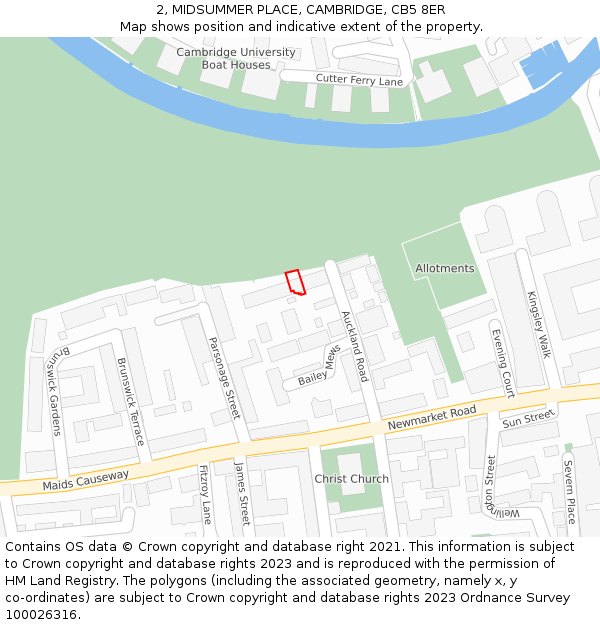 2, MIDSUMMER PLACE, CAMBRIDGE, CB5 8ER: Location map and indicative extent of plot