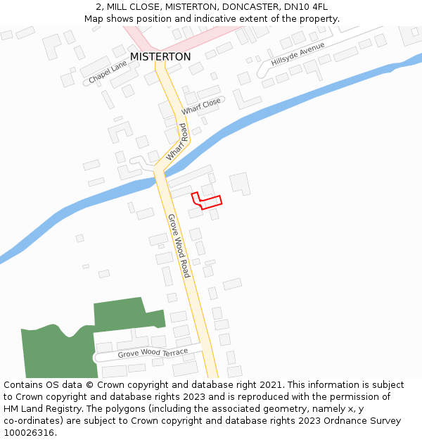 2, MILL CLOSE, MISTERTON, DONCASTER, DN10 4FL: Location map and indicative extent of plot