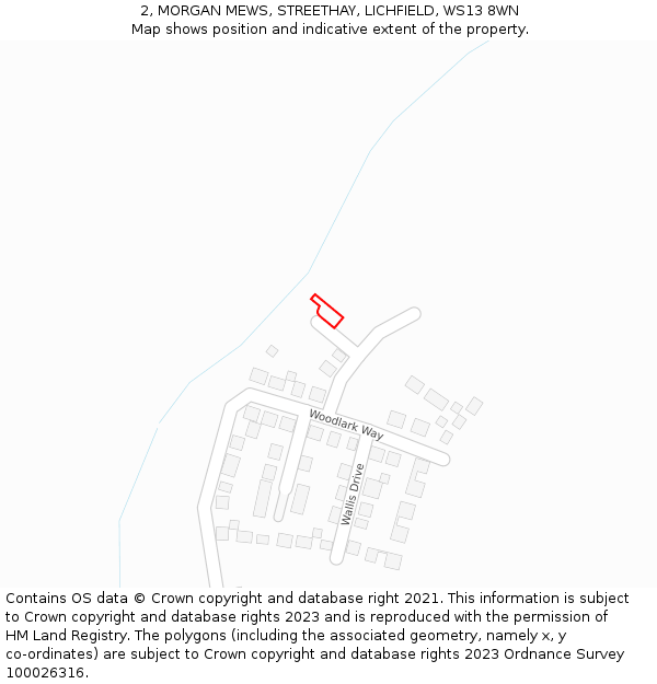 2, MORGAN MEWS, STREETHAY, LICHFIELD, WS13 8WN: Location map and indicative extent of plot