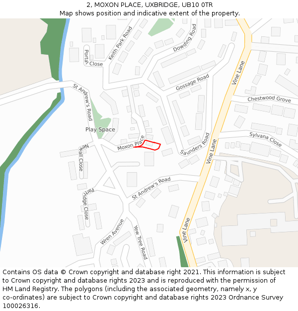 2, MOXON PLACE, UXBRIDGE, UB10 0TR: Location map and indicative extent of plot