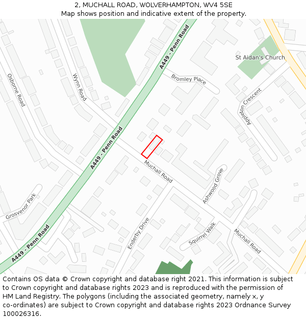 2, MUCHALL ROAD, WOLVERHAMPTON, WV4 5SE: Location map and indicative extent of plot