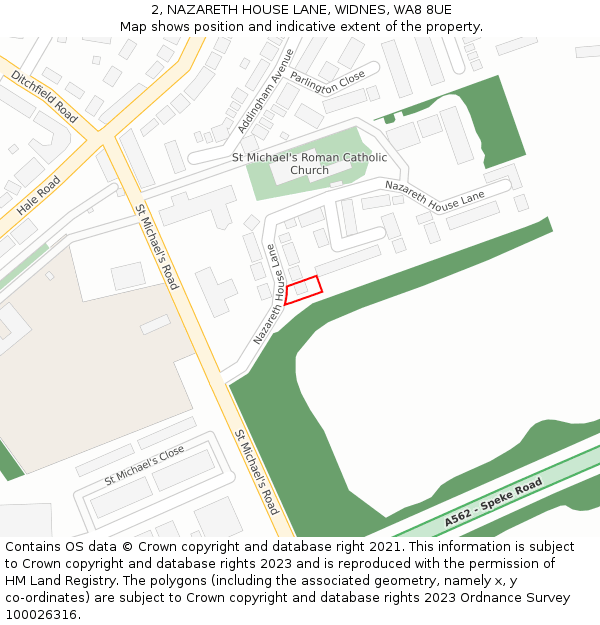 2, NAZARETH HOUSE LANE, WIDNES, WA8 8UE: Location map and indicative extent of plot