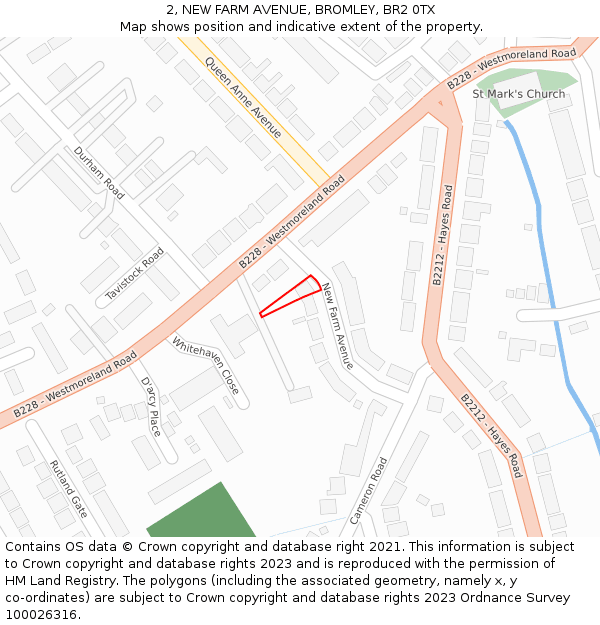 2, NEW FARM AVENUE, BROMLEY, BR2 0TX: Location map and indicative extent of plot