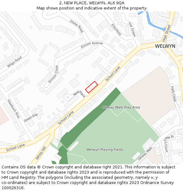 2, NEW PLACE, WELWYN, AL6 9QA: Location map and indicative extent of plot