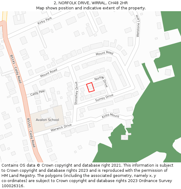 2, NORFOLK DRIVE, WIRRAL, CH48 2HR: Location map and indicative extent of plot