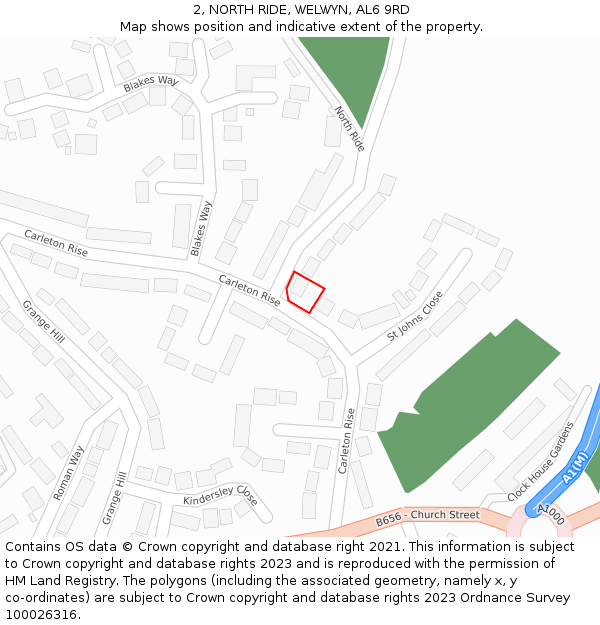 2, NORTH RIDE, WELWYN, AL6 9RD: Location map and indicative extent of plot