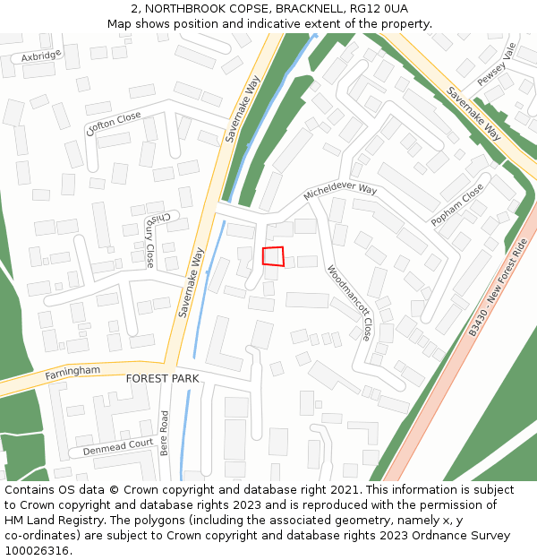 2, NORTHBROOK COPSE, BRACKNELL, RG12 0UA: Location map and indicative extent of plot