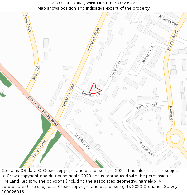 2, ORIENT DRIVE, WINCHESTER, SO22 6NZ: Location map and indicative extent of plot