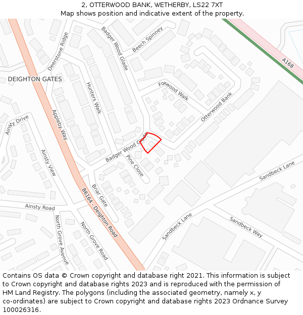 2, OTTERWOOD BANK, WETHERBY, LS22 7XT: Location map and indicative extent of plot