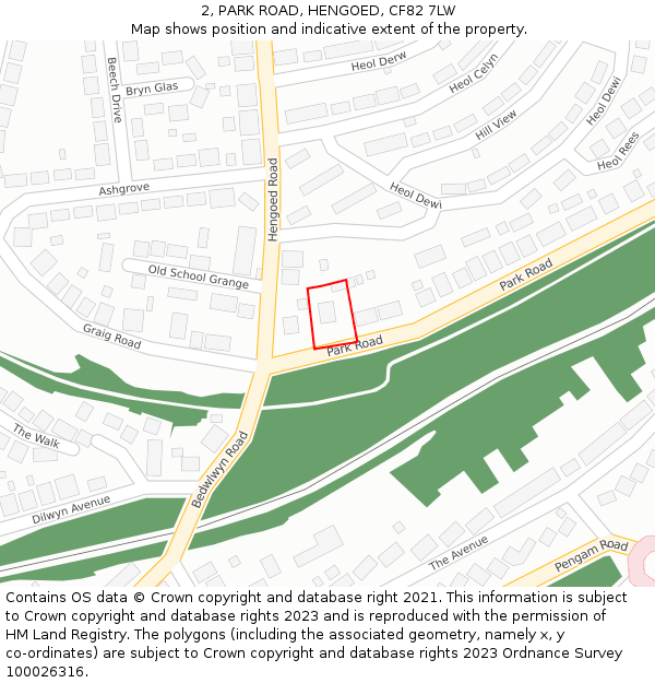 2, PARK ROAD, HENGOED, CF82 7LW: Location map and indicative extent of plot