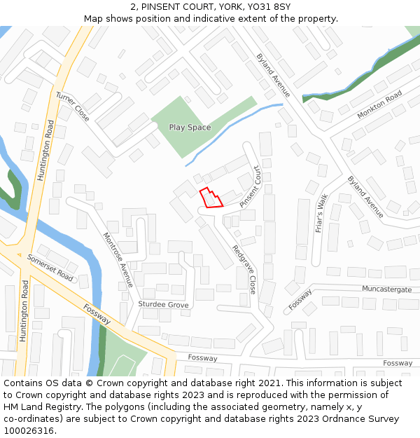 2, PINSENT COURT, YORK, YO31 8SY: Location map and indicative extent of plot