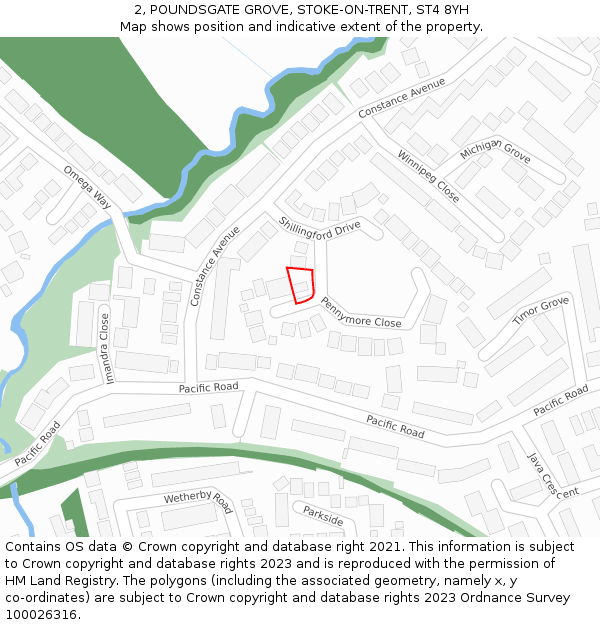 2, POUNDSGATE GROVE, STOKE-ON-TRENT, ST4 8YH: Location map and indicative extent of plot