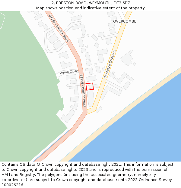2, PRESTON ROAD, WEYMOUTH, DT3 6PZ: Location map and indicative extent of plot