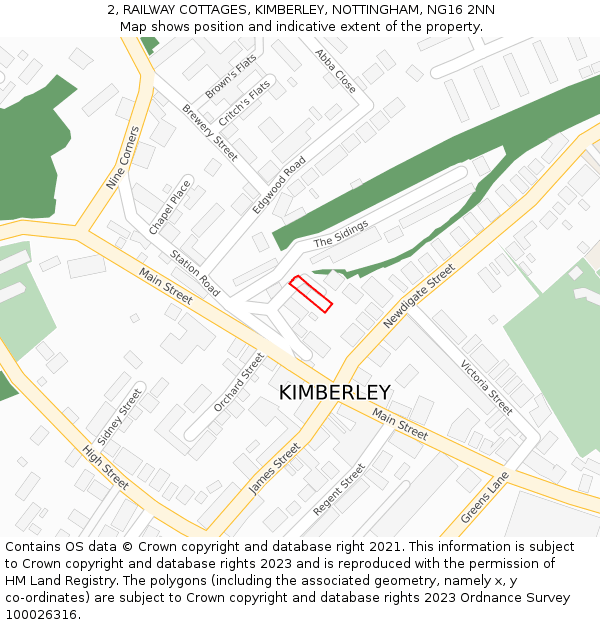 2, RAILWAY COTTAGES, KIMBERLEY, NOTTINGHAM, NG16 2NN: Location map and indicative extent of plot