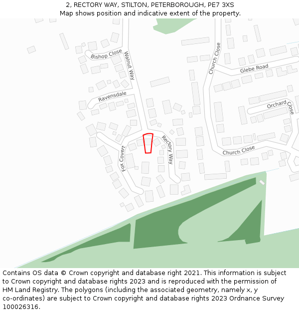 2, RECTORY WAY, STILTON, PETERBOROUGH, PE7 3XS: Location map and indicative extent of plot