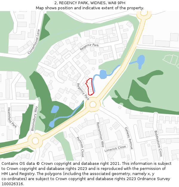 2, REGENCY PARK, WIDNES, WA8 9PH: Location map and indicative extent of plot