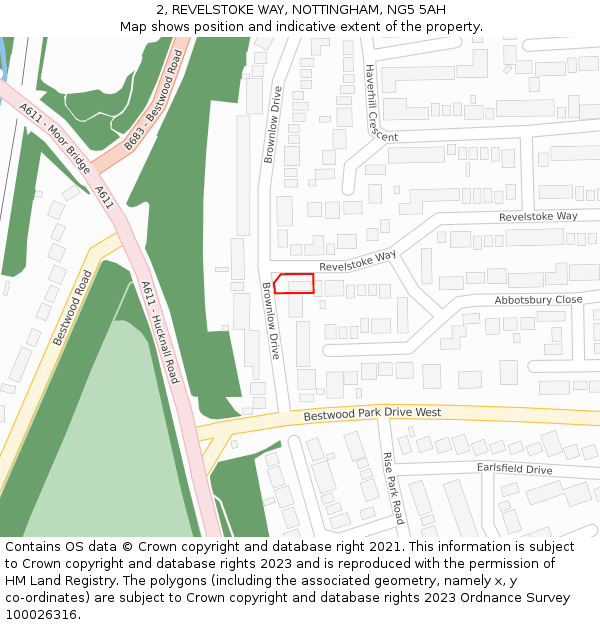 2, REVELSTOKE WAY, NOTTINGHAM, NG5 5AH: Location map and indicative extent of plot