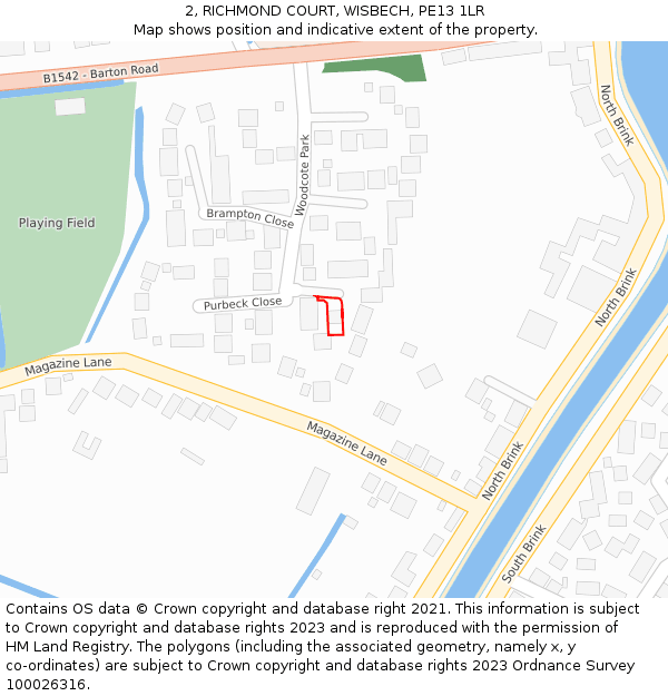 2, RICHMOND COURT, WISBECH, PE13 1LR: Location map and indicative extent of plot