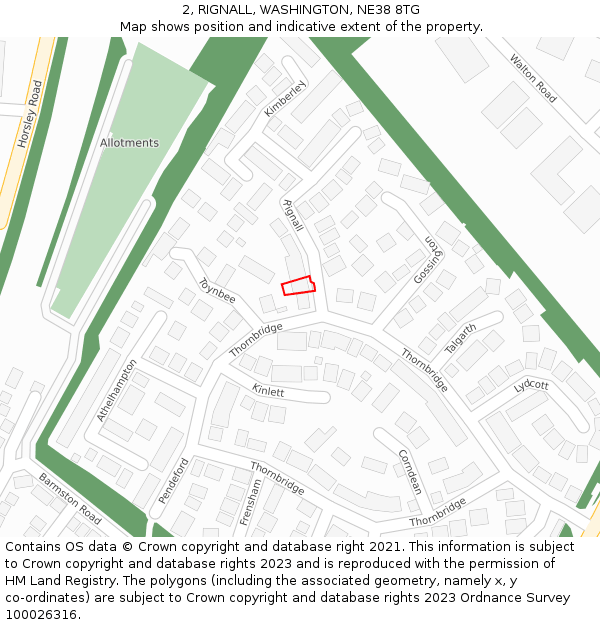 2, RIGNALL, WASHINGTON, NE38 8TG: Location map and indicative extent of plot