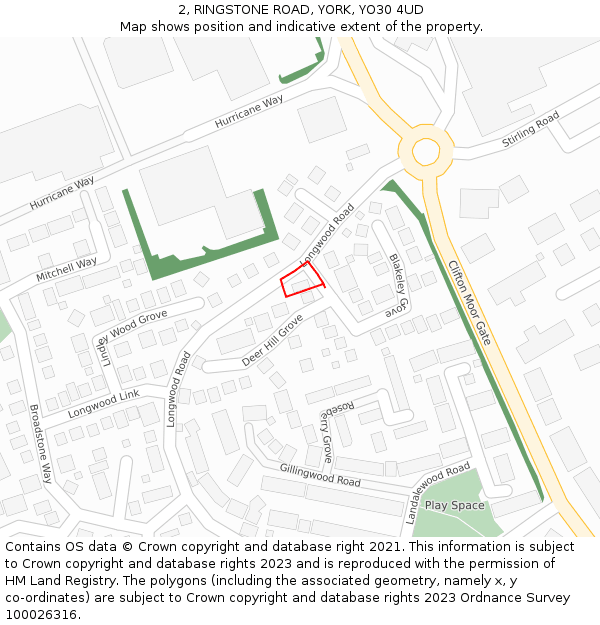 2, RINGSTONE ROAD, YORK, YO30 4UD: Location map and indicative extent of plot