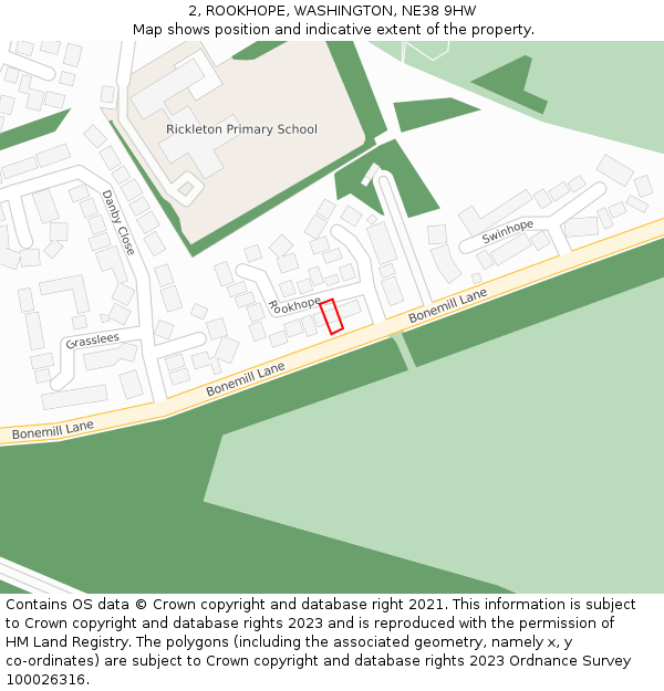 2, ROOKHOPE, WASHINGTON, NE38 9HW: Location map and indicative extent of plot