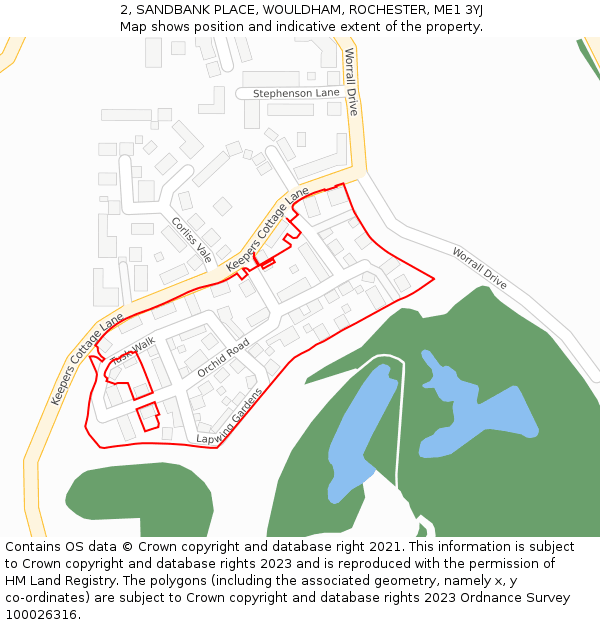 2, SANDBANK PLACE, WOULDHAM, ROCHESTER, ME1 3YJ: Location map and indicative extent of plot