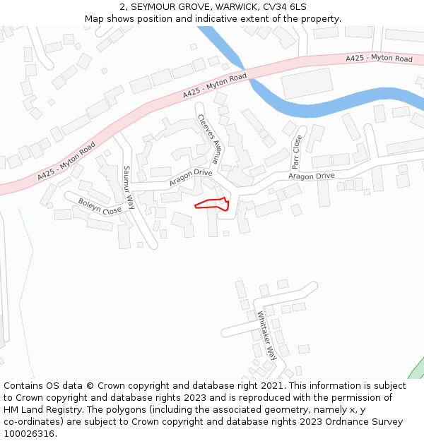 2, SEYMOUR GROVE, WARWICK, CV34 6LS: Location map and indicative extent of plot