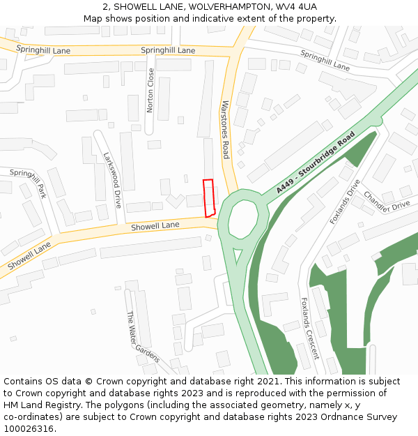 2, SHOWELL LANE, WOLVERHAMPTON, WV4 4UA: Location map and indicative extent of plot