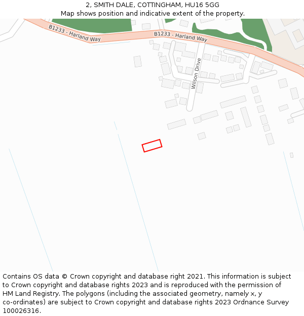 2, SMITH DALE, COTTINGHAM, HU16 5GG: Location map and indicative extent of plot
