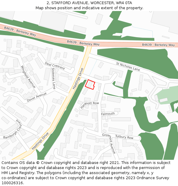 2, STAFFORD AVENUE, WORCESTER, WR4 0TA: Location map and indicative extent of plot