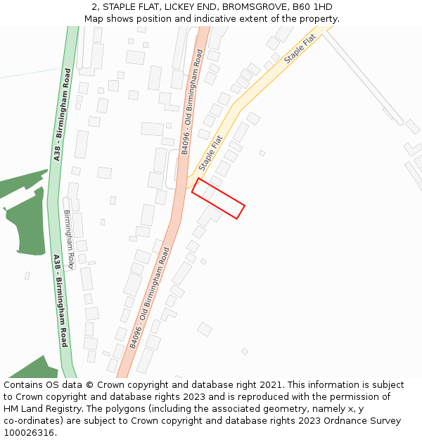 2, STAPLE FLAT, LICKEY END, BROMSGROVE, B60 1HD: Location map and indicative extent of plot