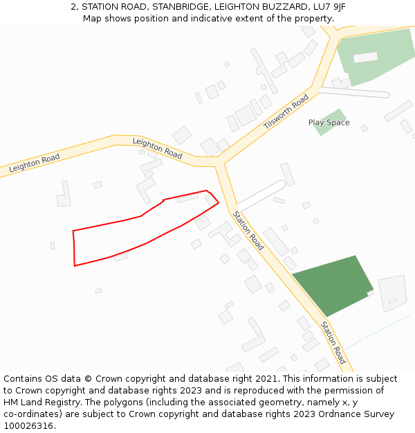 2, STATION ROAD, STANBRIDGE, LEIGHTON BUZZARD, LU7 9JF: Location map and indicative extent of plot