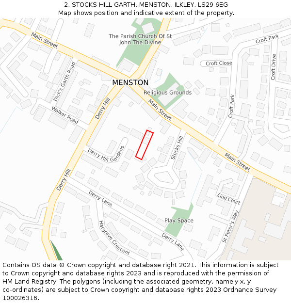 2, STOCKS HILL GARTH, MENSTON, ILKLEY, LS29 6EG: Location map and indicative extent of plot