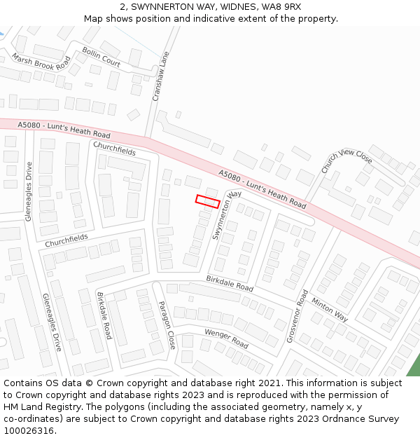 2, SWYNNERTON WAY, WIDNES, WA8 9RX: Location map and indicative extent of plot