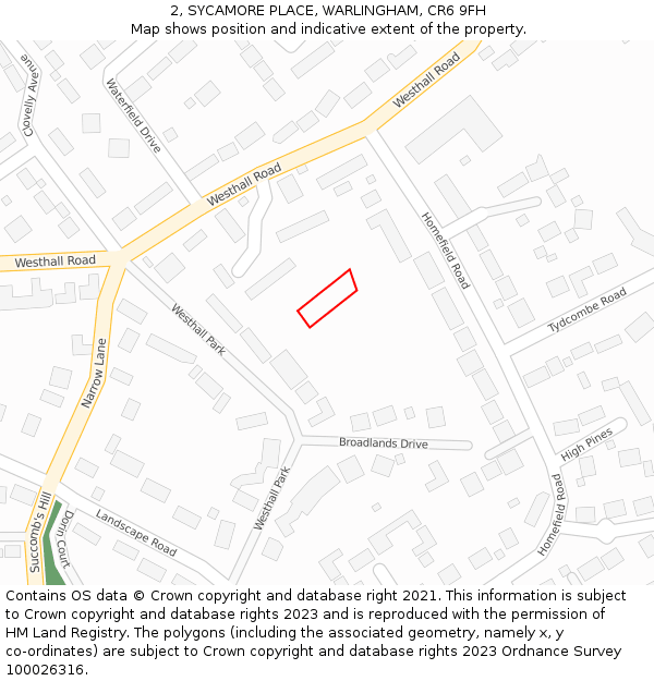 2, SYCAMORE PLACE, WARLINGHAM, CR6 9FH: Location map and indicative extent of plot