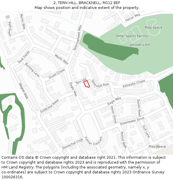 2, TERN HILL, BRACKNELL, RG12 8EF: Location map and indicative extent of plot