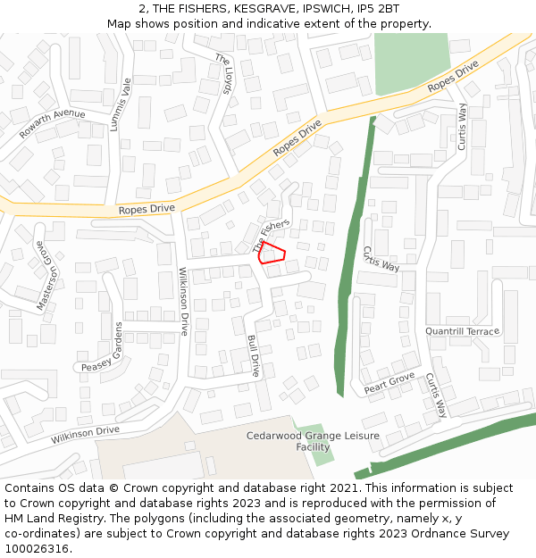 2, THE FISHERS, KESGRAVE, IPSWICH, IP5 2BT: Location map and indicative extent of plot