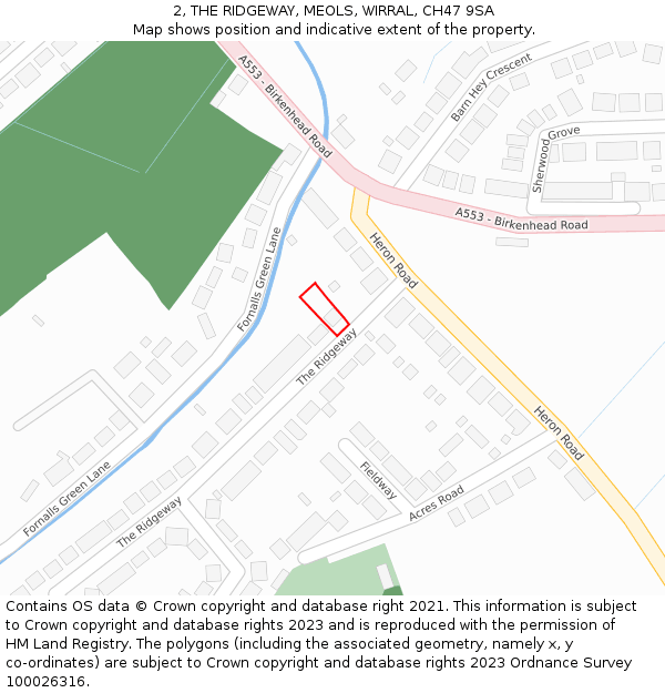 2, THE RIDGEWAY, MEOLS, WIRRAL, CH47 9SA: Location map and indicative extent of plot