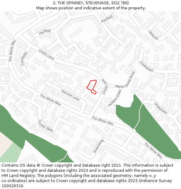 2, THE SPINNEY, STEVENAGE, SG2 7BQ: Location map and indicative extent of plot