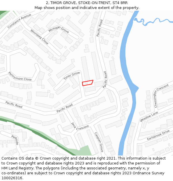 2, TIMOR GROVE, STOKE-ON-TRENT, ST4 8RR: Location map and indicative extent of plot